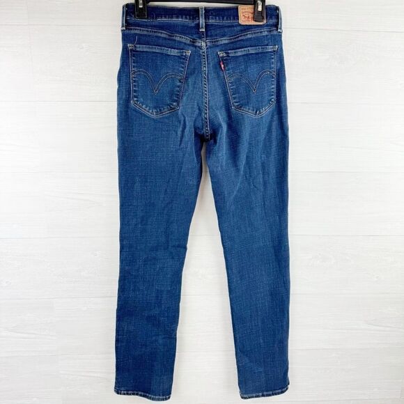 Levi’s Classic Straight Dark Wash High Rise Cotton Blend Jeans - Picture 2 of 5